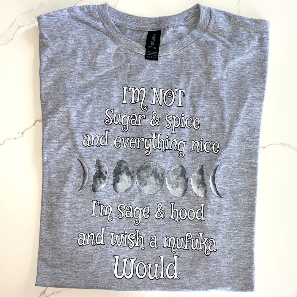 IM NOT SUGAR AND SPICE AND EVERYTHING NICE ATHLETIC GREY TEE